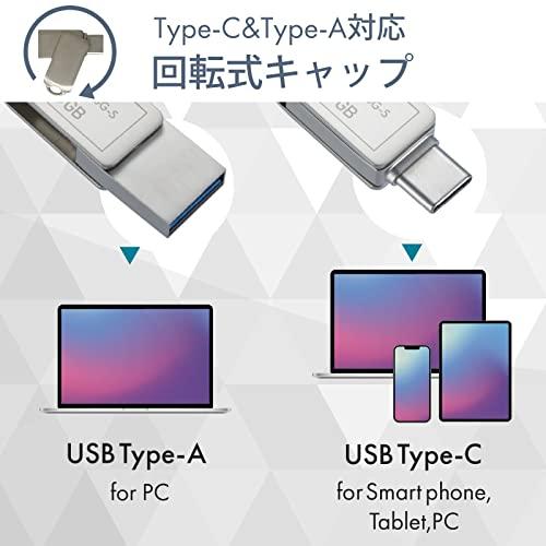 オーム 電機 PCGEAR_USBメモリー 64GB TypeC&TypeA対応 PC-MC64G-S 01-0064 OHM｜sapphire98｜03