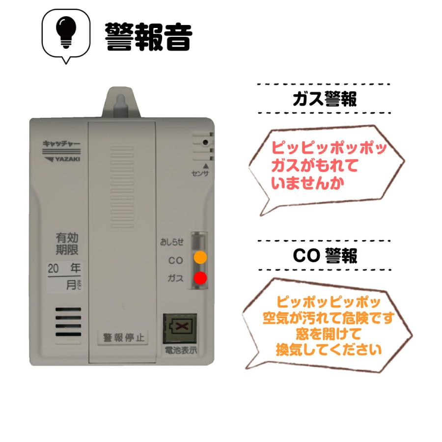 都市ガス用 ガス警報器・CO警報器 壁掛け 電池式 YP-778A 都市ガス用 ガス警報器・CO警報器 壁掛け 電池式 YP-778A