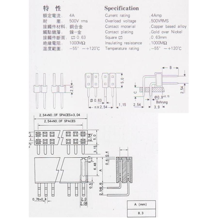 2×7=14P L字 ピンヘッダ 金メッキ 2.54mmピッチ 2個入 ＜con-612