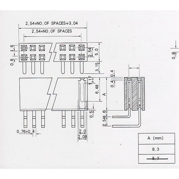 90度ピンヘッダ　2×40=80Ｐ　メッキなし　2.54mmピッチ　2個入　＜con-660＞｜sapporo-boueki｜03