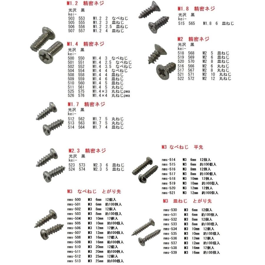 マイクロなべねじ　M1.2　2mm　マイクロなべねじ　24本入　＜kei-503＞｜sapporo-boueki｜03