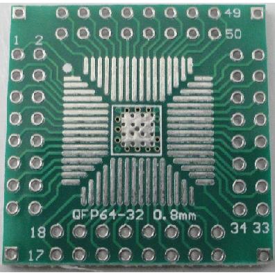 変換基板 表面 QFN32 0.65mm、裏面 QFN32 0.8mm 1枚入 ＜pcb-121