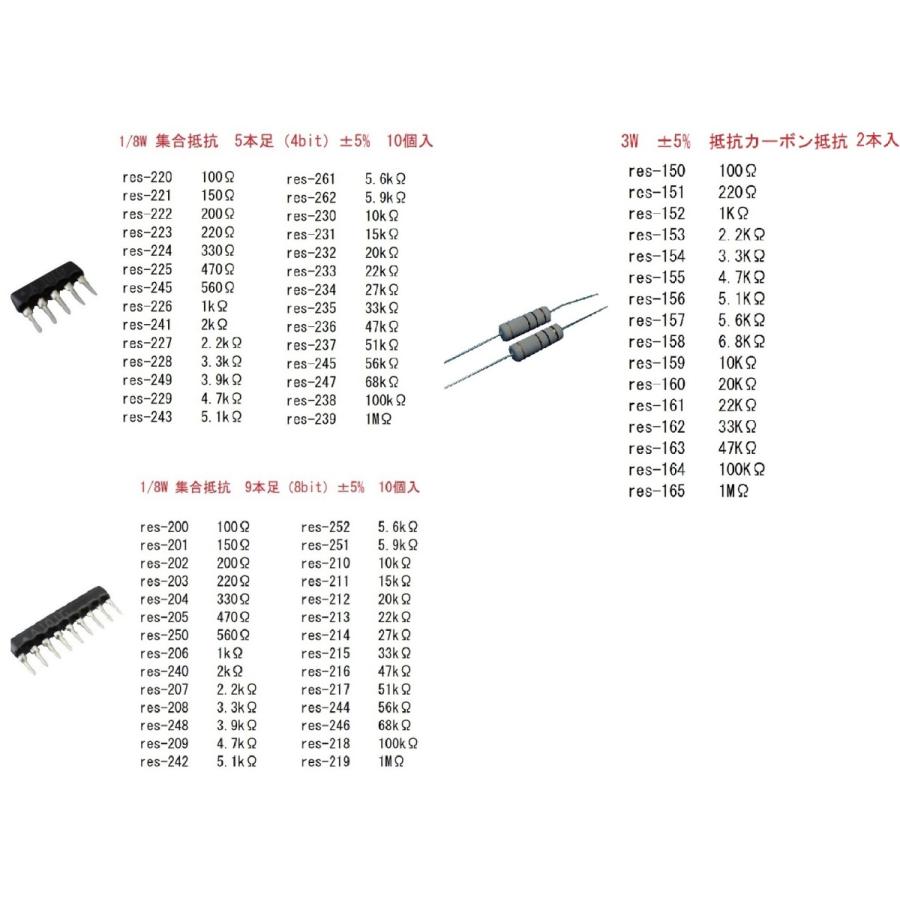 5Wセメント抵抗　10%　抵抗値は選択　100Ω　~　100kΩ　セメント抵抗　2本入　＜res-100a＞｜sapporo-boueki｜05