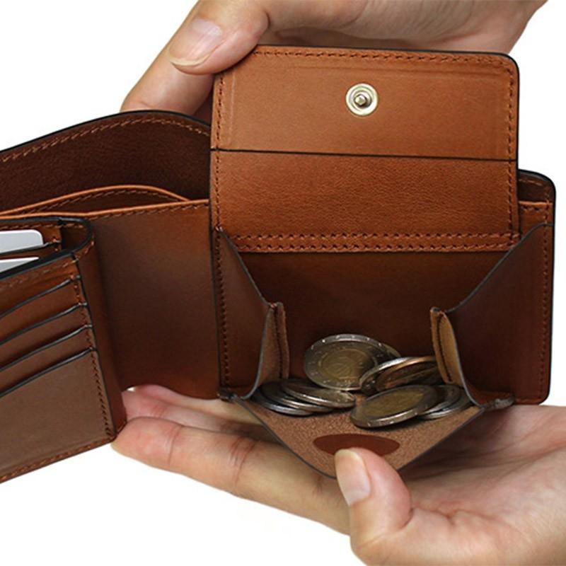 送料無料 名入れ可 札幌革職人館 二つ折り財布 コインケース付き