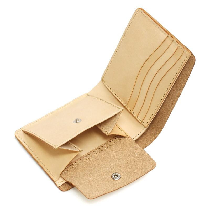 送料無料 札幌革職人館 二つ折り財布 コインケース付き ヌメ革 革