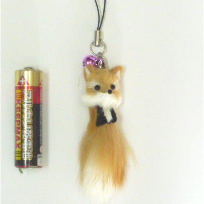 ファー植毛きつねミニストラップ（キーホルダー） : 有限会社札幌民遊