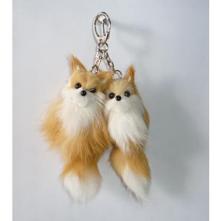 植毛キツネツインキーホルダー（中） : 有限会社札幌民遊 - 通販