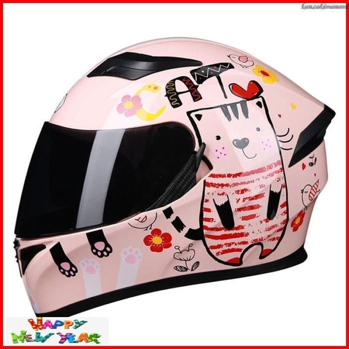 システムヘルメット バイク Uvカット かわいい ねこ柄 ジェット ダブルシールド フルフェイス レディース 男女兼用 角付き 防曇 超激安 ねこ柄