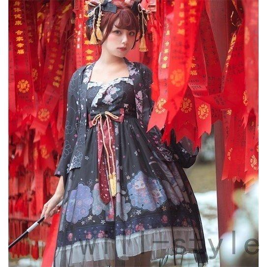 激安な チャイナ服 ワンピース ロリータ 髪飾り付き お祭り 花火大会 かわいい ハロウィン コスプレ 羽織 レディース 中華風 3点セット ゴシック ロリータ服 サイズ L Sohojapanesedining Com