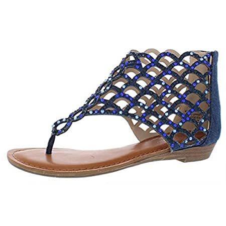 大人の上質  Toe Open Fabric melaa Womens SOHO 特別価格ZIGI Casual Blue好評販売中 Sandals T-Strap サンダル