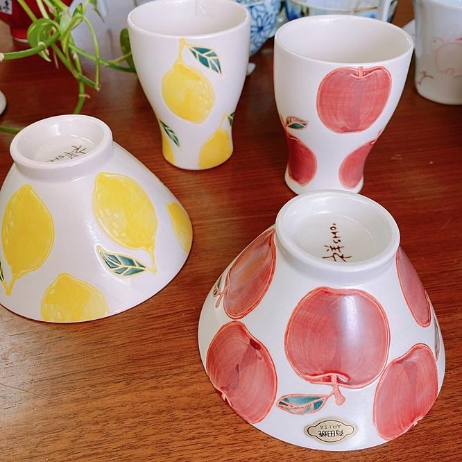石丸陶芸 波佐見焼 有田焼 りんご ご飯茶碗 お茶碗 菊祥窯 フレッシュ