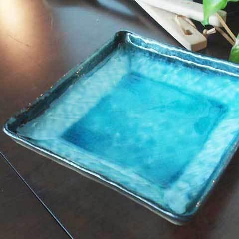 丸モ高木陶器 《在庫品》前菜皿 流泉ブルー 正角深皿 正角皿 中皿(お
