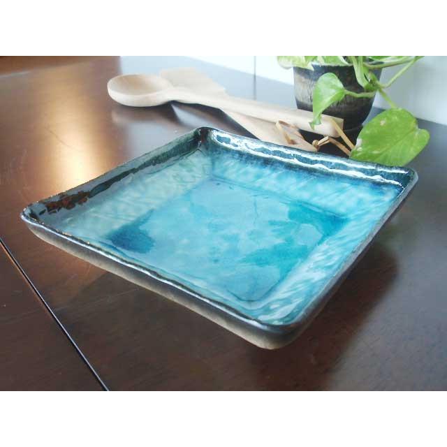 丸モ高木陶器 《在庫品》前菜皿 流泉ブルー 正角深皿 正角皿 中皿(お