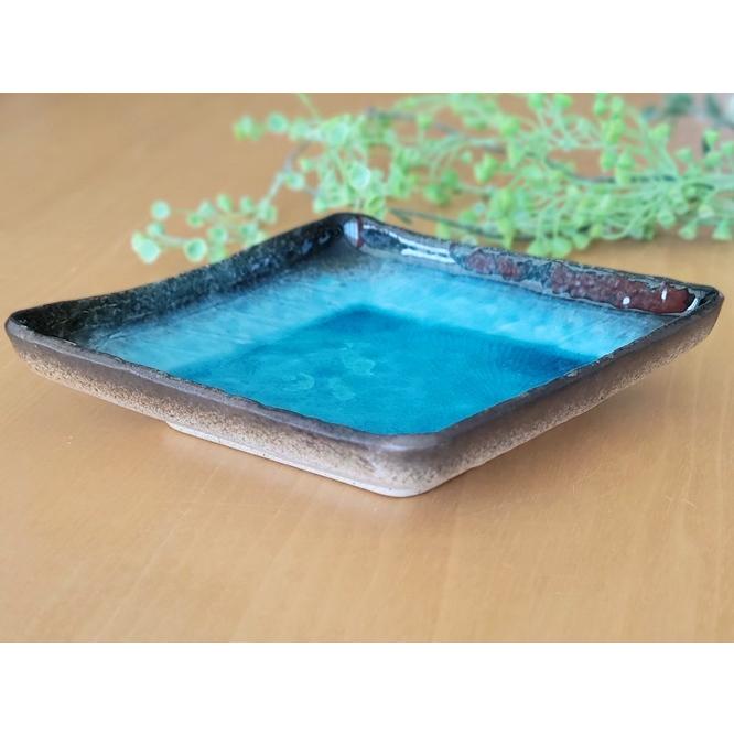 丸モ高木陶器 《在庫品》前菜皿 流泉ブルー 正角深皿 正角皿 中皿(お