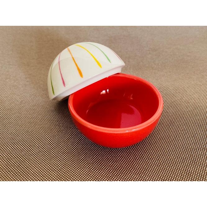 在庫品》和食器 手まり型珍味入(赤)蓋付珍味入 キッチン雑貨 おせち 