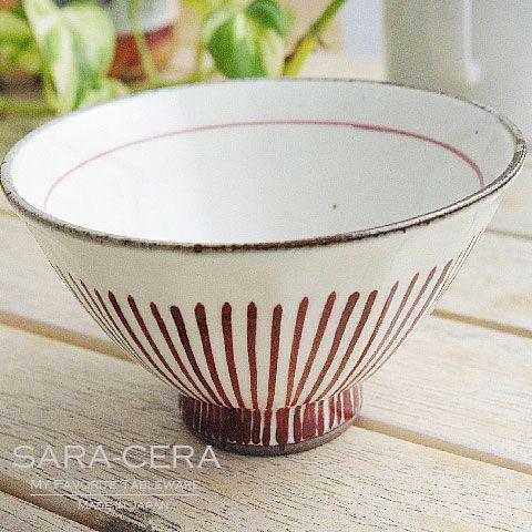 在庫品》有田焼 波佐見焼 和食器 泰斗窯 化粧十草 ご飯茶碗 小 赤(欠品