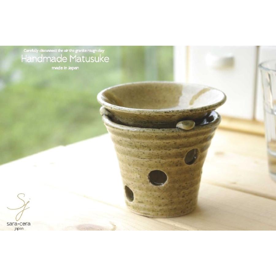 松助窯 手作り茶香炉セット 灰釉ビードロ アロマ 和食器 リビング｜sara-cera｜02