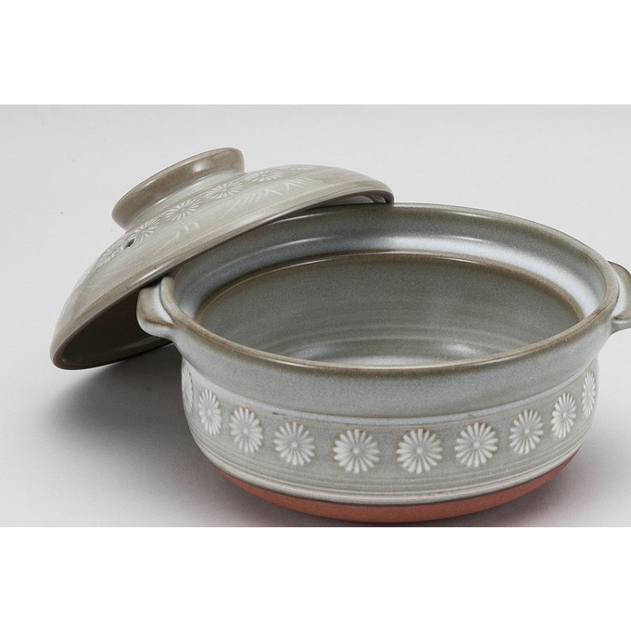 銀峯陶器 萬古焼 花三島 土鍋 11号 5-6人用万古焼 萬古焼 土鍋 6号