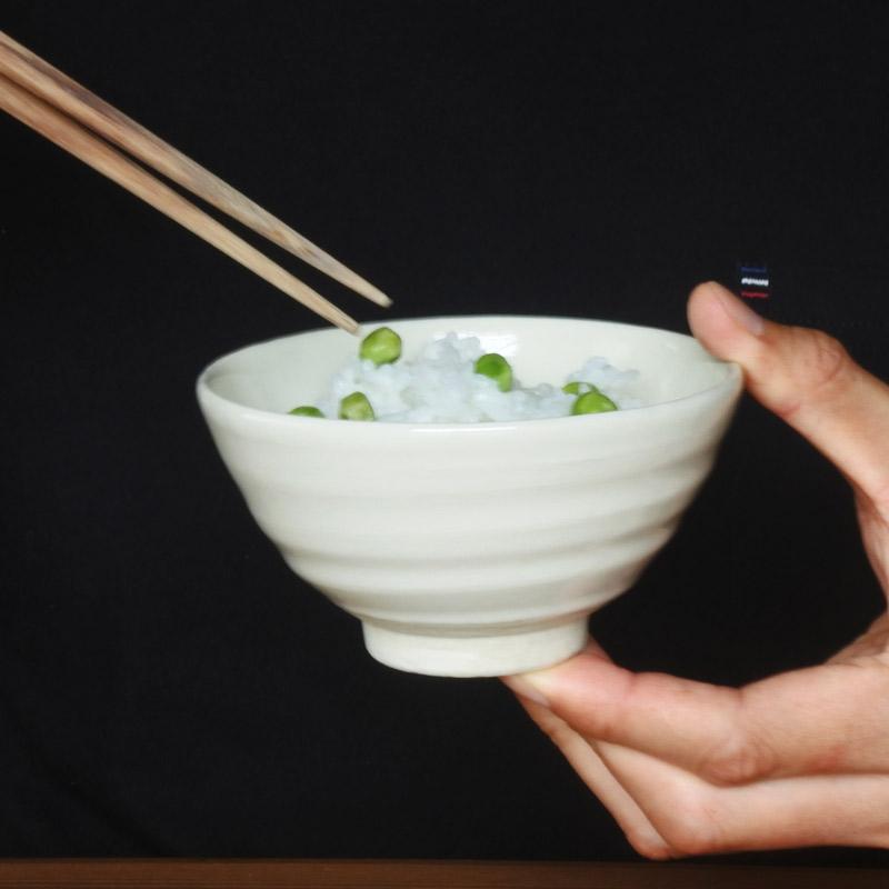 食器 茶碗 ペア おしゃれ 夫婦茶碗 丸 光陰 魁 乳白 飯碗 和食器