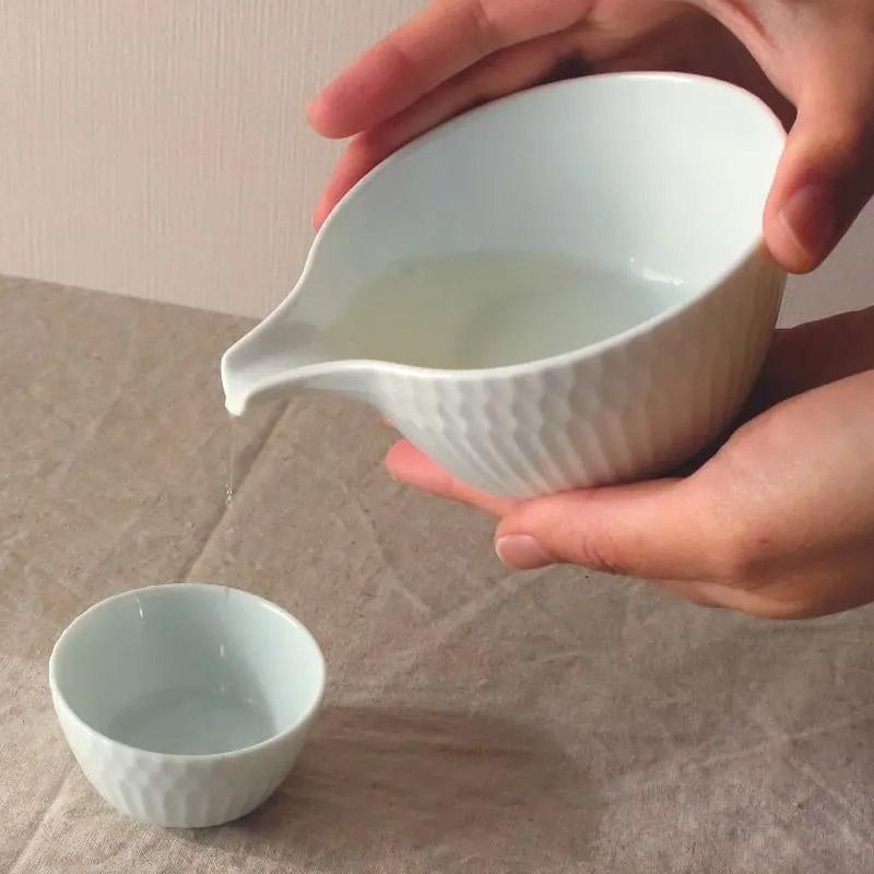 小鉢 片口 さざなみ 白磁 ホワイト / 青磁 ブルー ブルーグレーマット