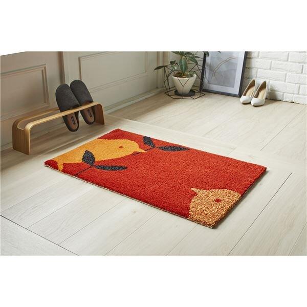 玄関マット 約幅50×長さ80cm コトリマット レッド 日本製 手洗い可 防ダニ ホットカーペット可 デザインライフ スミノエ_1