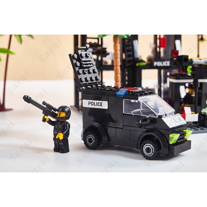 LEGO レゴ シティ 互換 ブロック SWAT 警察 特殊部隊 本部建物 ミニフィグ 11体 スワット 子供 男の子 互換品 人形 誕プレ 軍隊 武器 銃 クリスマス 冬休み｜sarai-store｜10