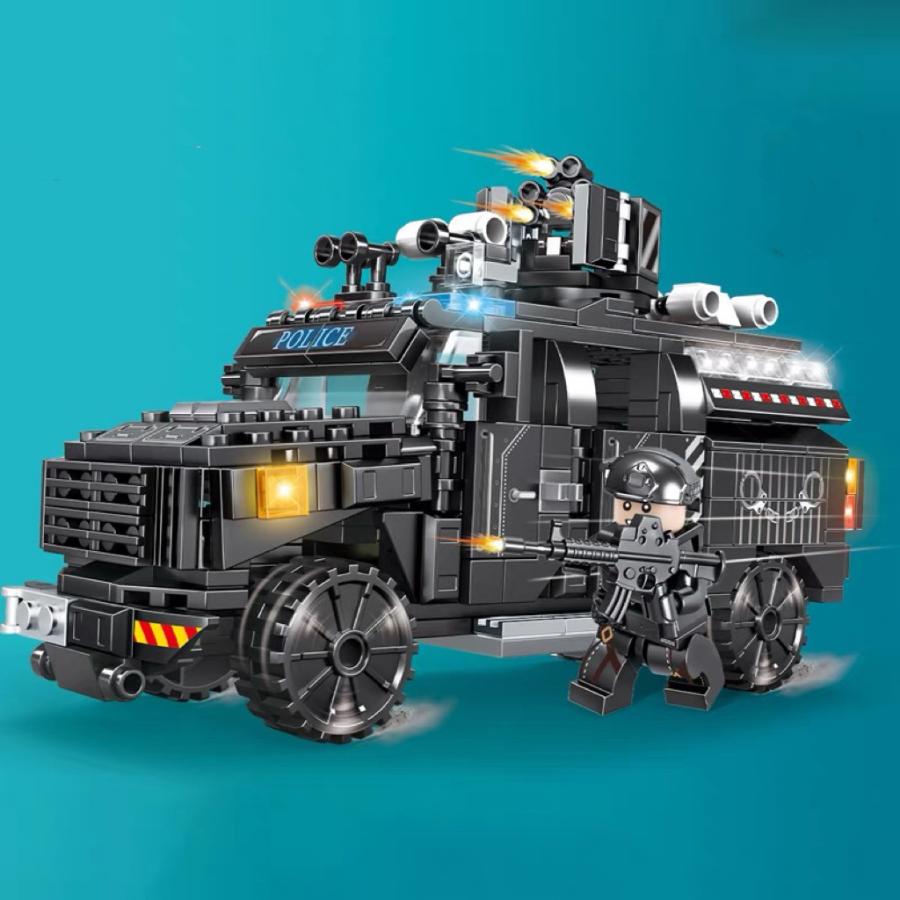 LEGO レゴ 互換 ブロック SWAT 警察 特殊部隊 装甲車 輸送 ミニフィグ スワット 大人 子供 男の子 互換品 人形 誕プレ 軍隊 ミリタリー 武器 クリスマス 冬休み｜sarai-store｜02