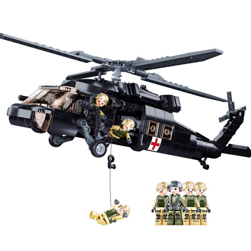 LEGO レゴ 互換 ブロック 模型 多目的ヘリコプター UH-60 ブラックホーク アメリカ軍 ミニフィグ 互換品 軍隊 ミリタリー 兵隊 武器 兵士 銃 クリスマス 冬休み｜sarai-store｜02