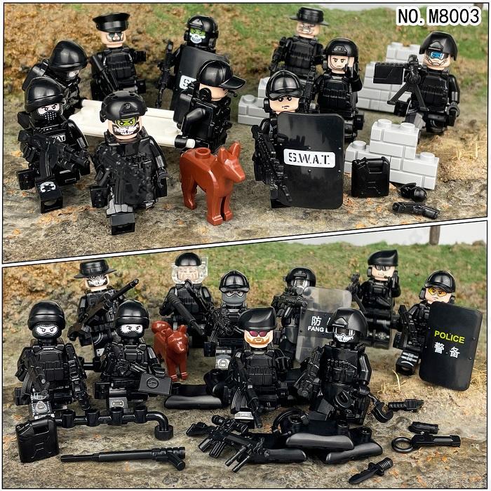 LEGO レゴ 互換 ブロック SWAT 警察 特殊部隊 ジープ1台 ミニフィグ20体セット 武器＋犬2体 スワット 子供 男の子 互換品 人形 誕プレ 軍隊 銃 クリスマス 玩具｜sarai-store｜03