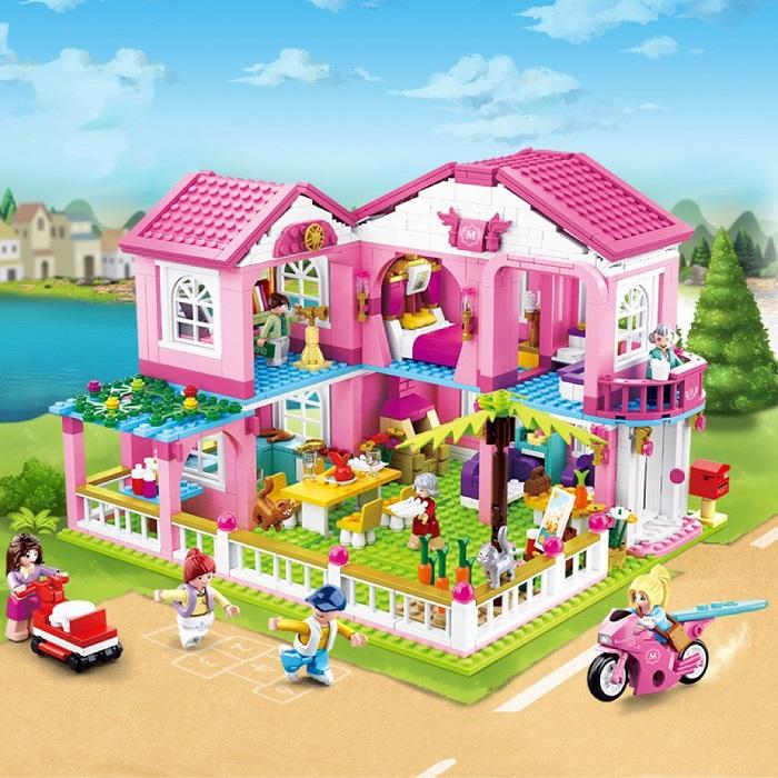 【互換品】 レゴブロック レゴ 互換 ブロック玩具 LEGO ブロック ピンクの屋根 ドールハウス 組立玩具 知育ブロック おもちゃ 子供 人形 フィギュア 女の子の画像