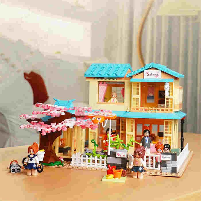 【互換品】 レゴ 互換 LEGO ブロック 桜の木 大きなお家 ミニフィグ セット 組立玩具 ブロック玩具 レゴブロック 知育ブロック おもちゃ 子供 フィギュア こども_1