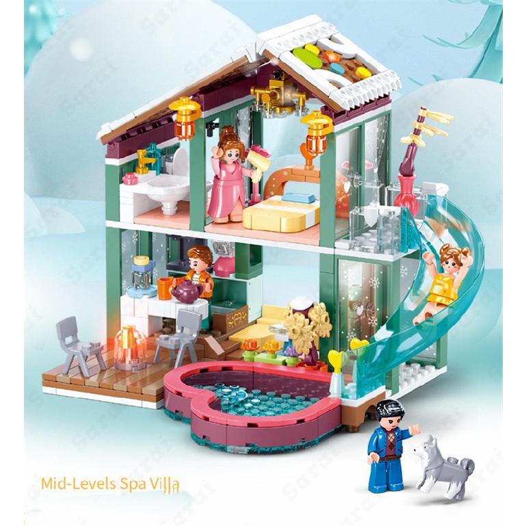互換品】 レゴ 互換 LEGO ブロック 温泉 コテージ ミニフィグ セット 