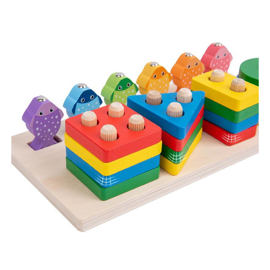 知育玩具 モンテッソーリ おもちゃ 玩具 教具 円柱 串通し お魚釣り 1