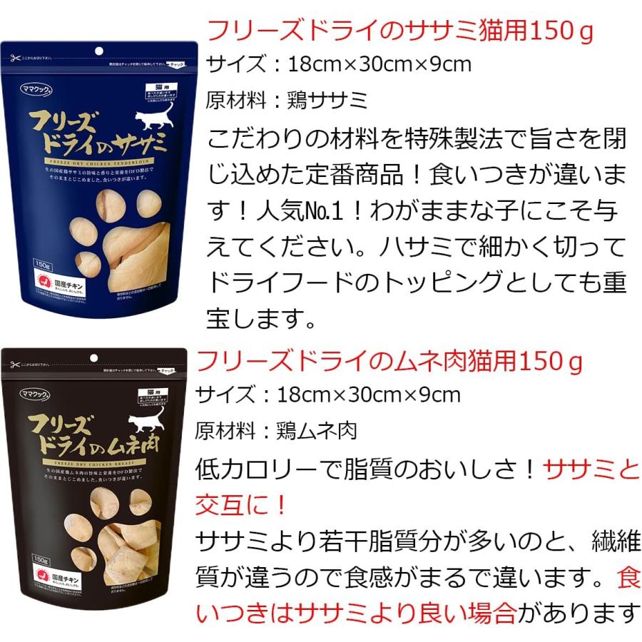 ママクック 猫 フリーズドライ 大袋セット （ササミ 150g, ムネ肉
