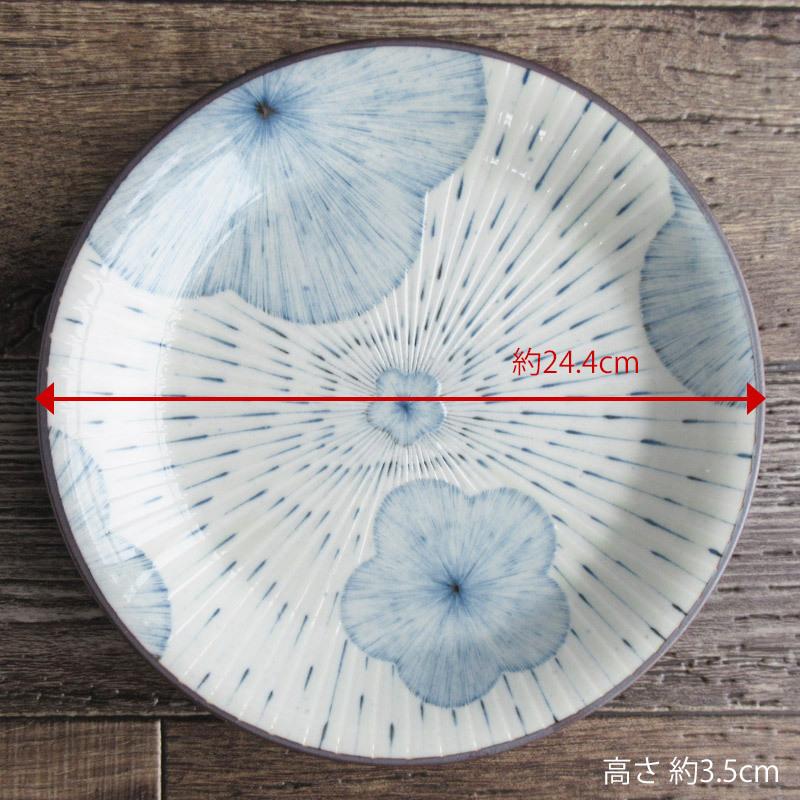 大皿 24.4cm 麺皿 パスタ皿 盛り皿 プレート 和食器 日本製 美濃焼 梅