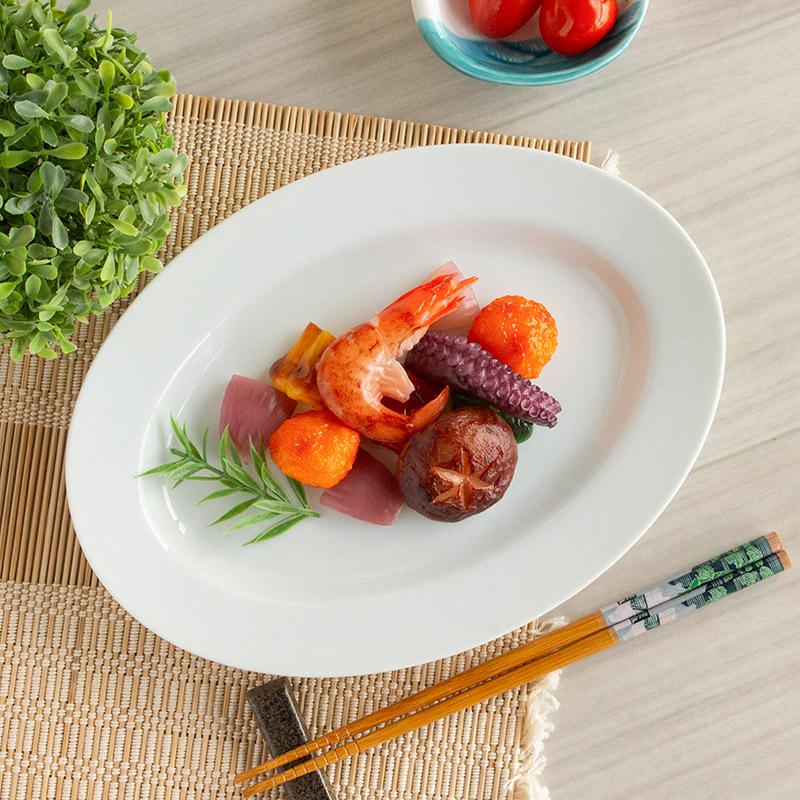 中華皿 25.4cm 食器 プラター 楕円プレート オーバルプレート 楕円皿