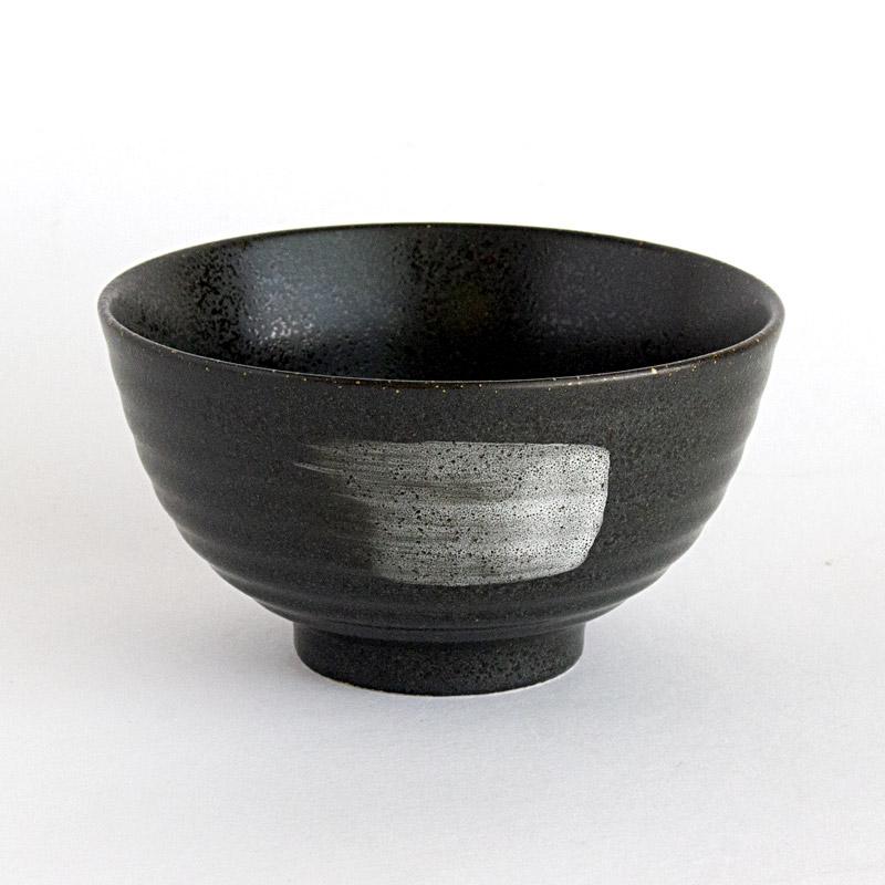 茶碗 ご飯茶碗 11.3cm 茶わん 飯碗 黒 ブラック 業務用食器 / 白刷毛