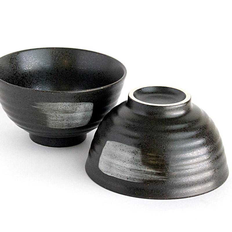 茶碗 ご飯茶碗 11.3cm 茶わん 飯碗 黒 ブラック 業務用食器 / 白刷毛