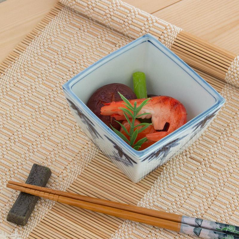 小鉢 四角 角鉢 和え物 おひたし 冷奴 和食器 / 青白磁 竹 正角小鉢