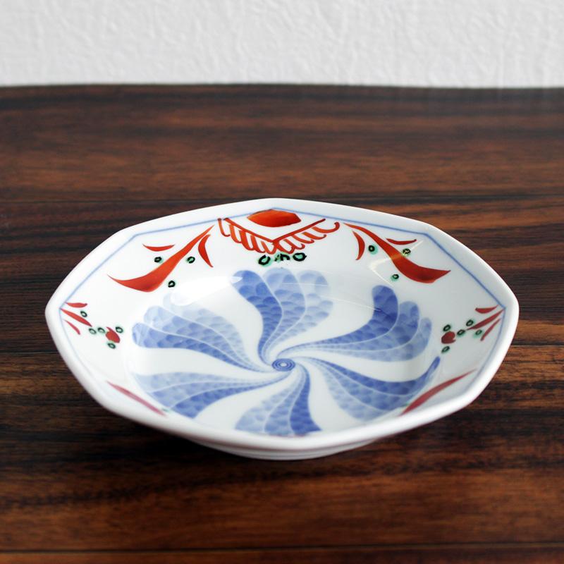 小皿 浅鉢 14cm 取り皿 食器 和食器 / 呉須赤絵 染付 八角小皿