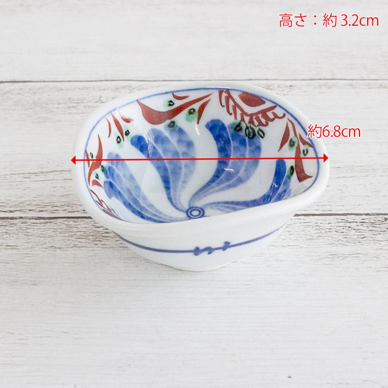 千代口 小付 小鉢 薬味皿 和食器 アウトレット / 呉須赤絵 三方角 約