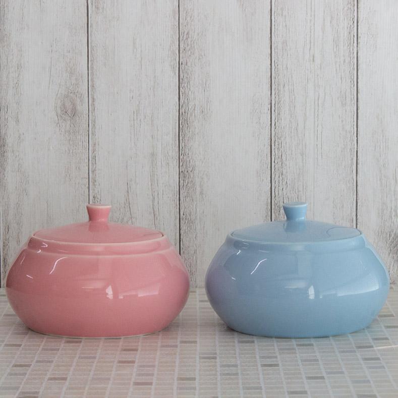 小物入れ キャニスター 陶器 小物収納 保存容器 ブルー ピンク