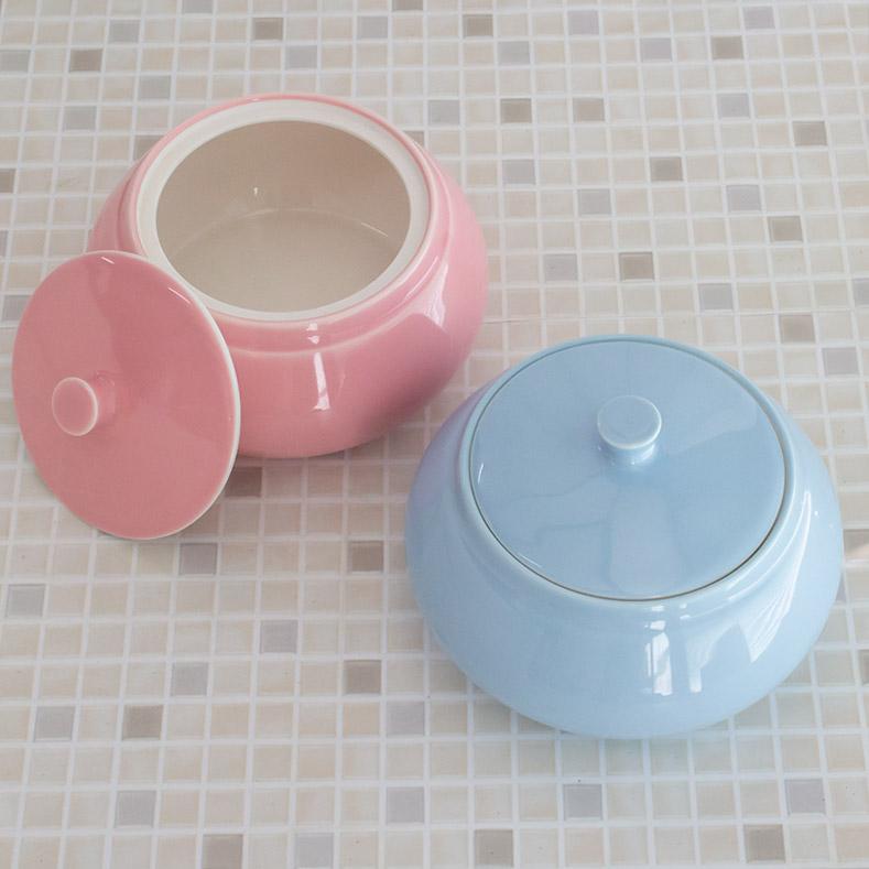 小物入れ キャニスター 陶器 小物収納 保存容器 ブルー ピンク