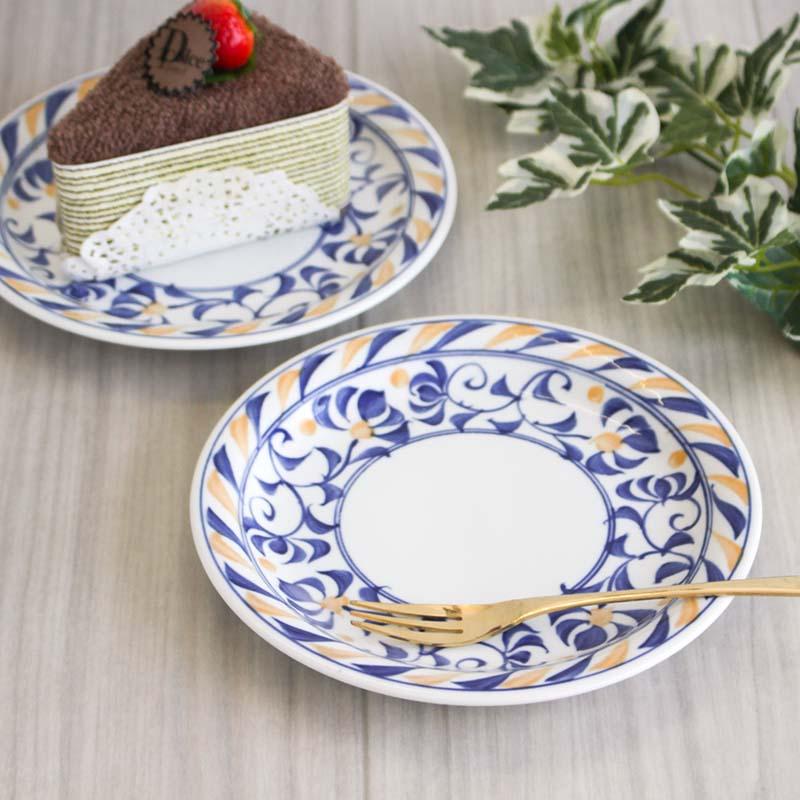 プレート 中皿 丸皿 唐草 アラベスク パン皿 デザート ケーキ皿 取皿