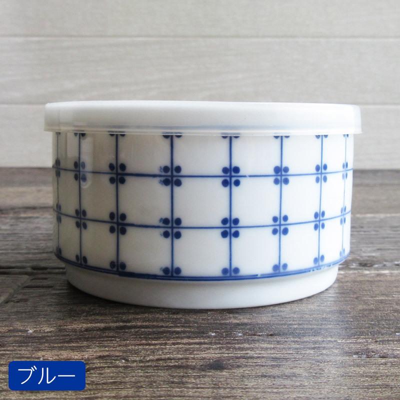 スクエアドットスタック鉢（2色選択）/ 蓋付き 陶器 保存容器 タッパー