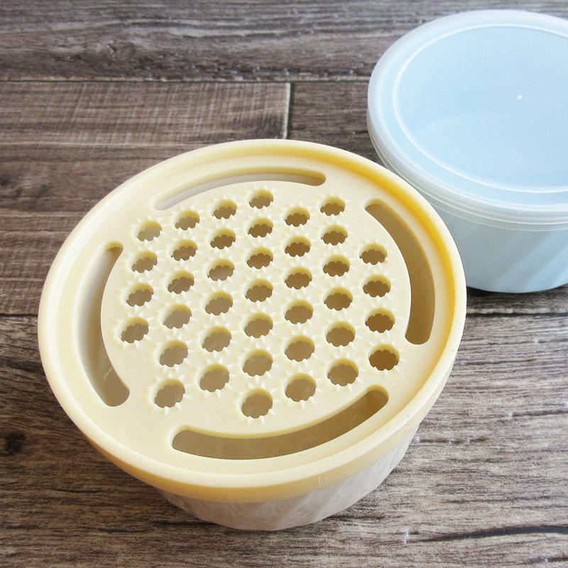 昭和レトロ 保存容器 2個セット（おろし付き）/ ストッカー 蓋物 陶器