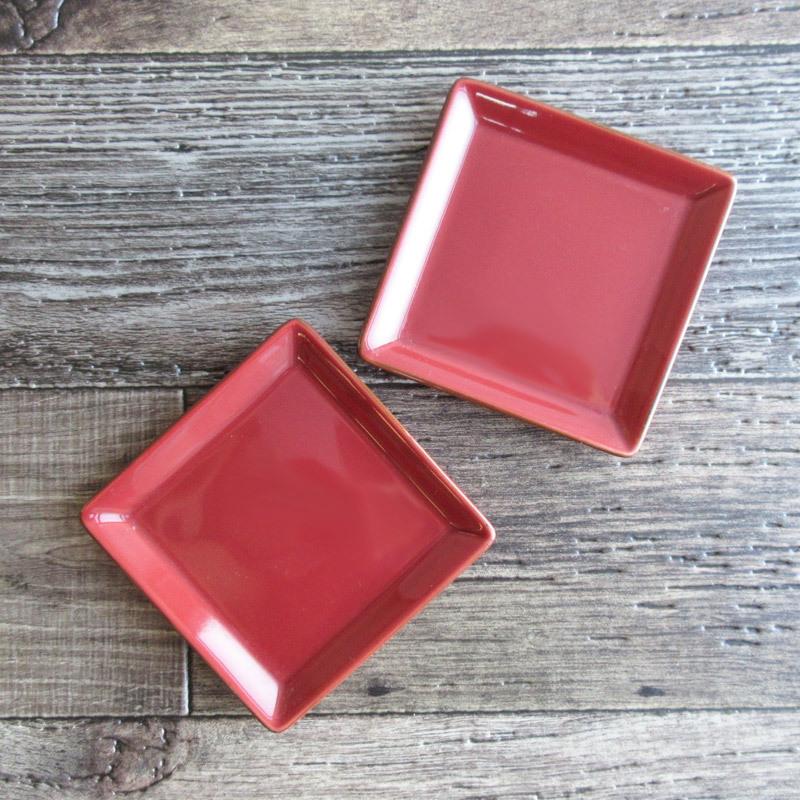 プレート 食器 11.5cm レンガ色 スクエア 小皿 取り皿 デザート皿