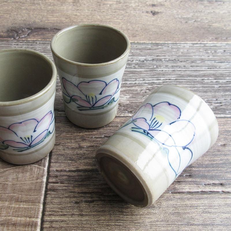 湯呑 120cc 和食器 小さめ ゆのみ 湯飲み ミニサイズ つつじ 花柄 お