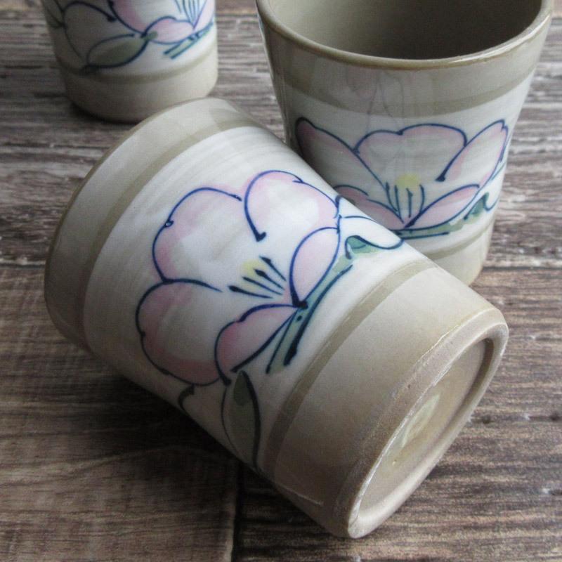 湯呑 120cc 和食器 小さめ ゆのみ 湯飲み ミニサイズ つつじ 花柄 お