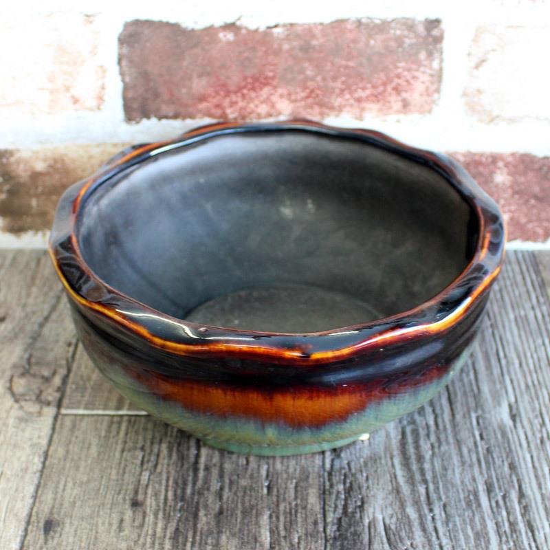 陶器製角型水鉢 黒と茶色のグラデーション 陶器製角型水鉢 黒と茶色のグラデーション 陶器製角型水鉢 黒